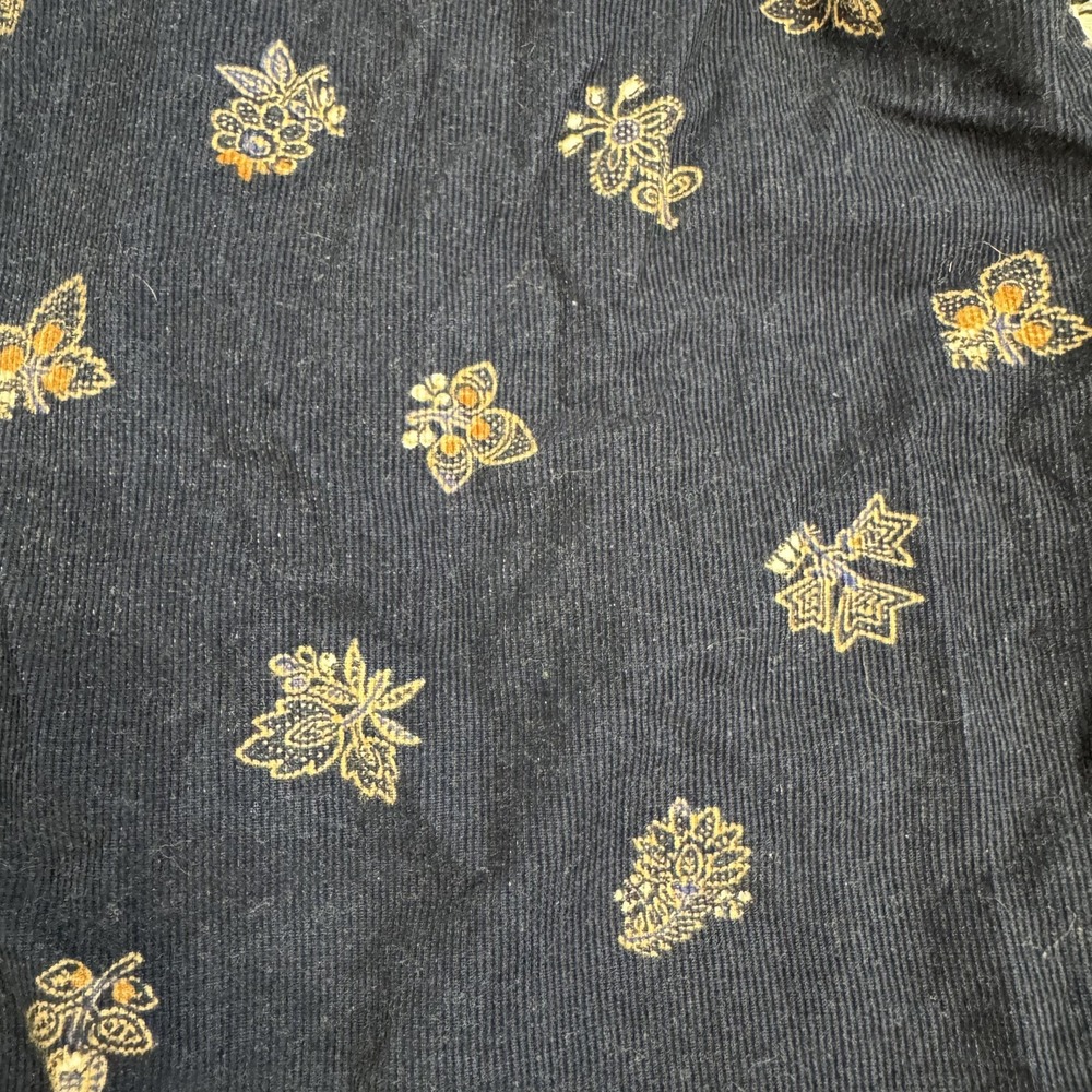 Madewell Shirt Women's Medium Corduroy Bubble Sleeve Crop Shirt Navy Blockprint - Picture 8 of 14